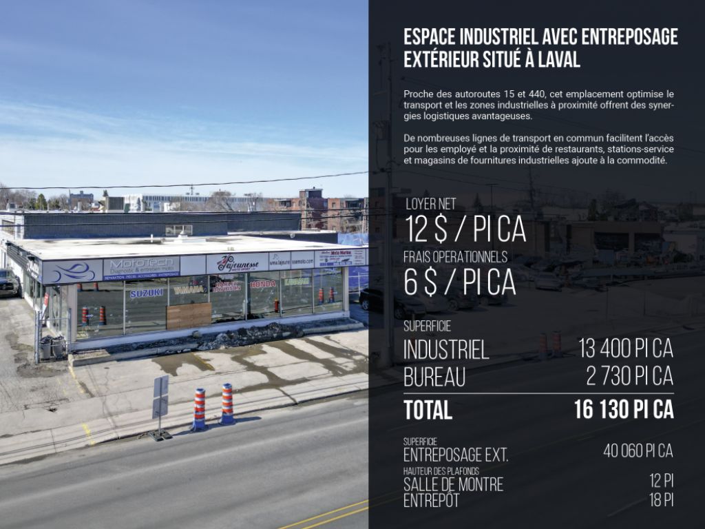 Espace industriel et entreposage � louer