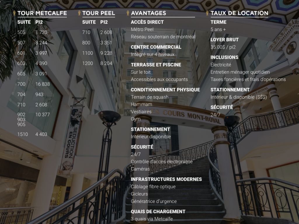 LES TOURS � BUREAUX COURS MONT-ROYAL